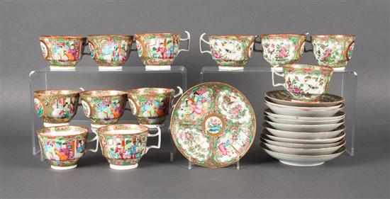 Appraisal: Twelve Chinese Export Rose Medallion porcelain teacups and saucers third