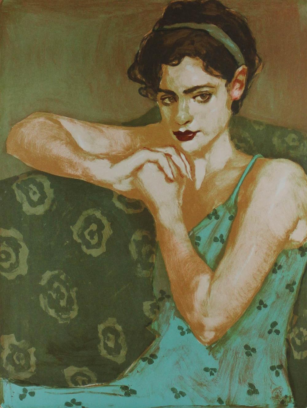 Appraisal: MALCOLM LIEPKE AMERICAN - PENSIVE Lithograph x in sight Framed