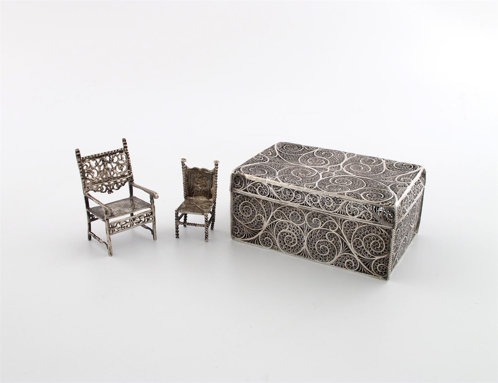 Appraisal: A silver filigree box