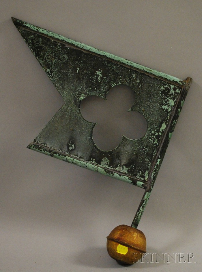 Appraisal: Patinated Copper Pennant Weather Vane lacking stand overall ht lg