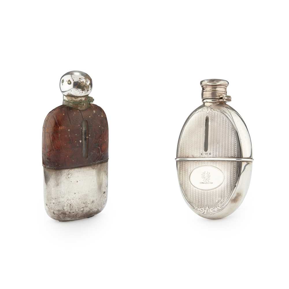 Appraisal: A VICTORIAN HIP FLASK JOHN LINEGAR BIRMINGHAM Of oval outline