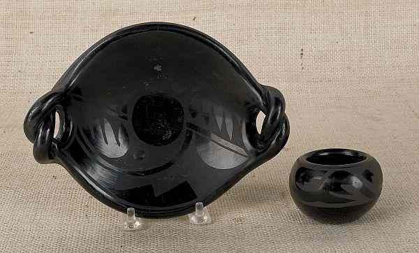 Appraisal: Dolorita Santa Clara blackware bowl h together with a blackware