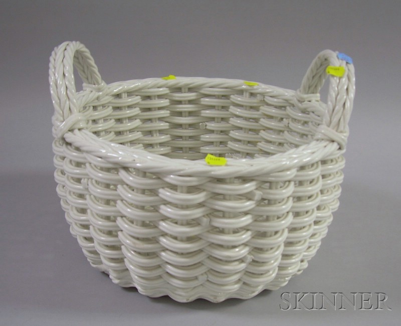 Appraisal: Italian Glazed Woven Ceramic Basket purportedly for Tiffany Co unmarked