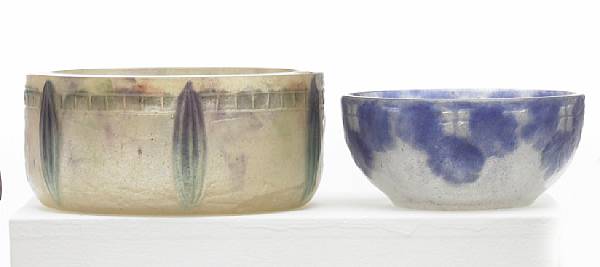 Appraisal: Two Gabriel Argy-Rousseau p te-de-verre bowls Bloch-Dermant Coupe Feuilles larges