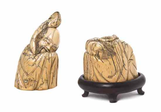 Appraisal: Two Carved Ivory Figures of Sleeping Luohan each bearing an