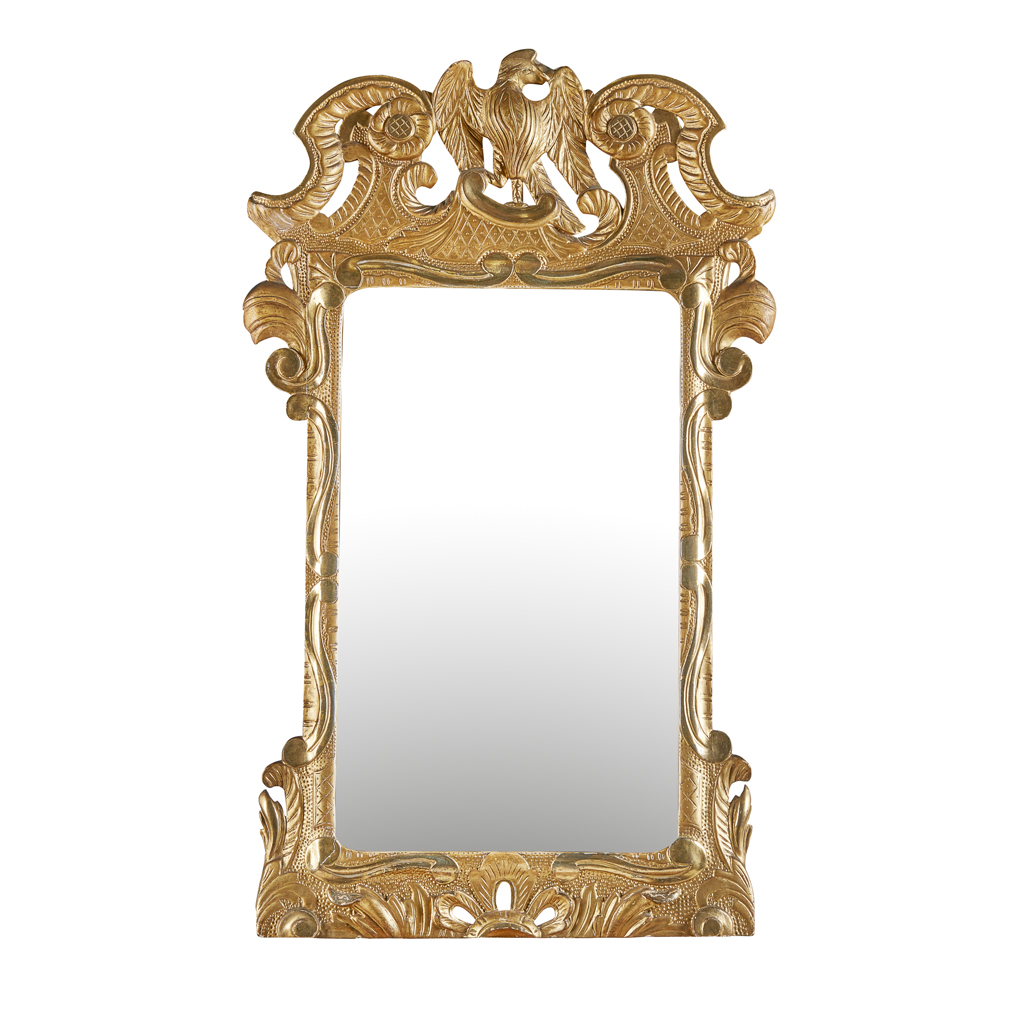 Appraisal: IRISH GEORGE II STYLE GILTWOOD MIRROR TH CENTURY the bevelled