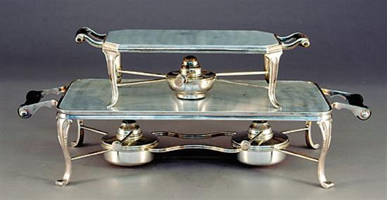 Appraisal: Two English silverplate entree warming stands th century rectangular form