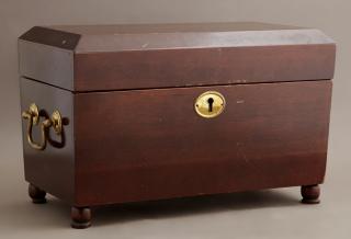 Appraisal: English Carved Mahogany Tea Caddy th c the in English