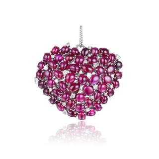 Appraisal: A Ruby and Diamond Heart Pendant Crafted out of K