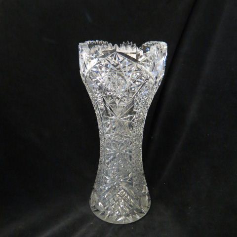 Appraisal: Cut Glass Vase brilliant period corset shape elaborate overall cut