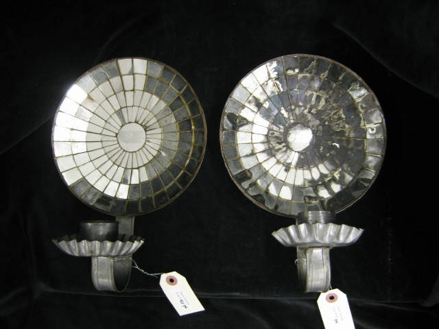 Appraisal: Pair of Mirrored Tin Wall Sconces