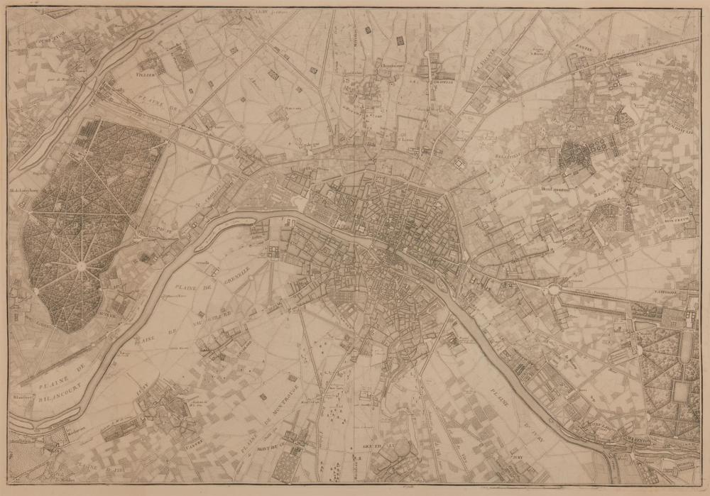 Appraisal: An antique map of Paris and its faubourgs th Century