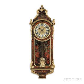 Appraisal: Neo-classical Boulle Wall Clock France c ormolu-mounted faux tortoiseshell and