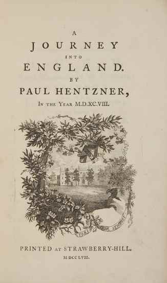 Appraisal: Hentzner Paul A Journey into England one of copies engraved