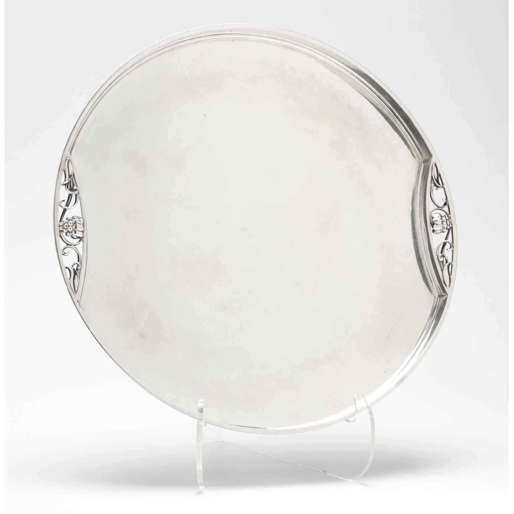 Appraisal: Vintage Georg Jensen Circular Tray with - hallmarks double-handled with