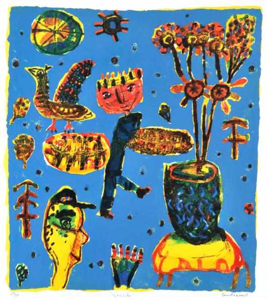 Appraisal: DAVID LARWILL - Still Life screenprint x cm