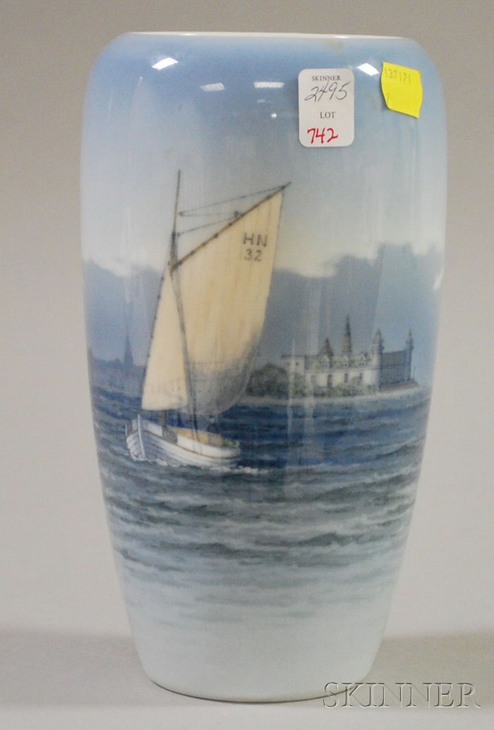 Appraisal: Royal Copenhagen Sailboat Decorated Porcelain Vase ht in