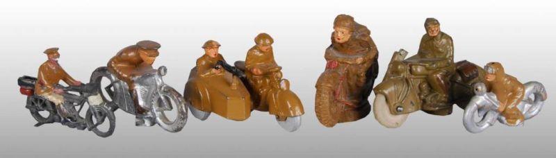 Appraisal: Lot of Motorcycle Toys Description Includes three Barclay two composition