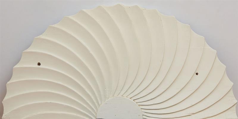 Appraisal: WHITE-PAINTED CARVED PINE FAN-LIGHT AND COVER x x in Property