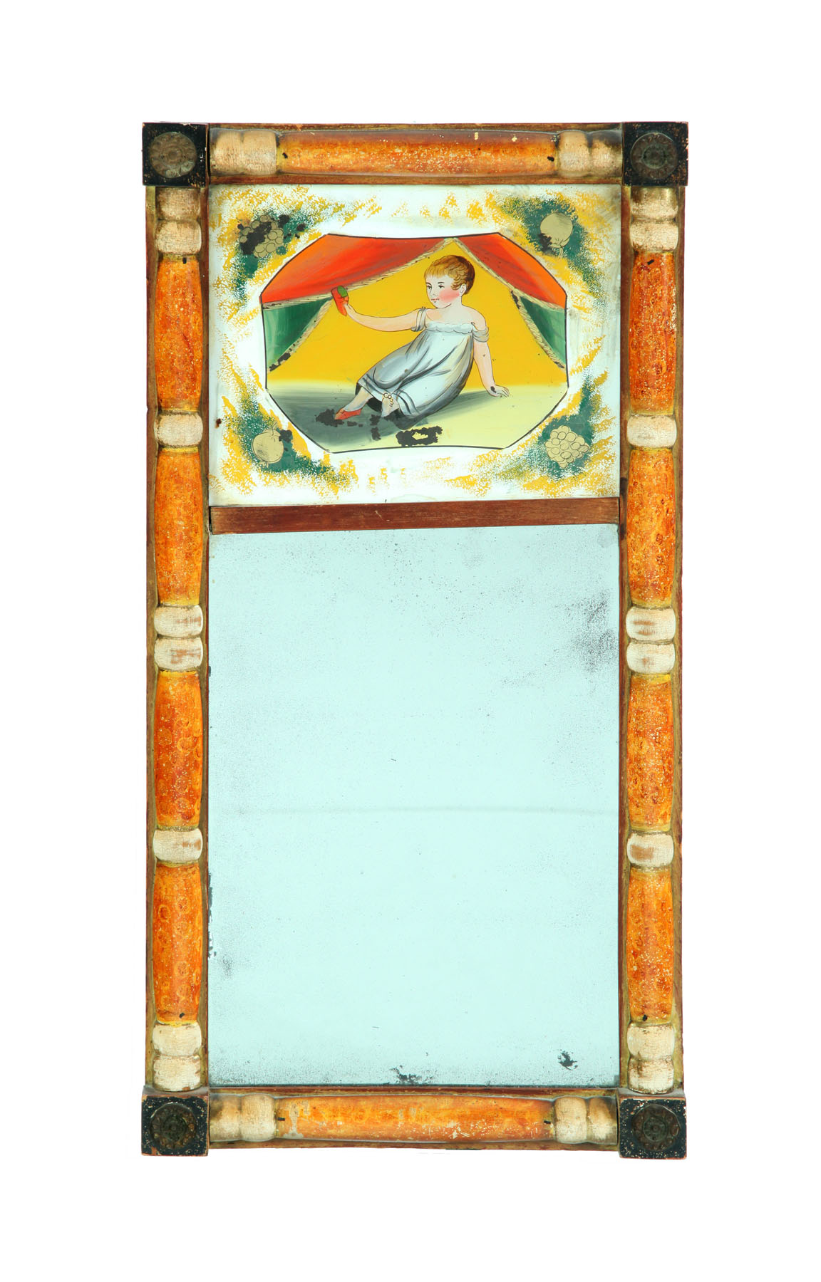 Appraisal: REVERSE PAINTED MIRROR American st quarter- th century Applied decorated