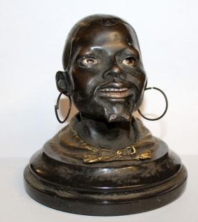 Appraisal: Bronze male bust inkwell h x w