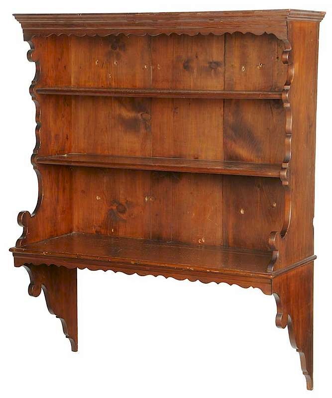 Appraisal: American Chippendale Pine Hanging Shelf th century pine throughout scalloped