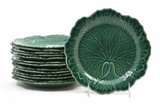 Appraisal: A Set of Fourteen Wedgwood Majolica Plates each of leaf