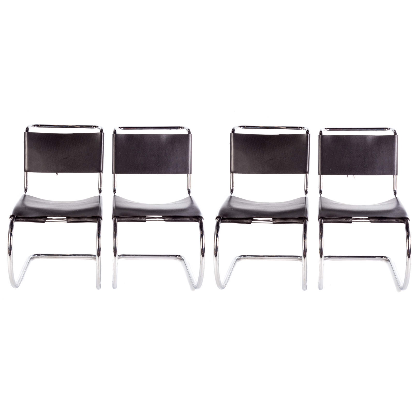 Appraisal: MIES VAN DER ROHE MR LEATHER CHAIRS FOR KNOLL Black