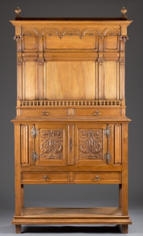 Appraisal: Ca Spanish Court Cupboard Walnut and mixed hard woods Very