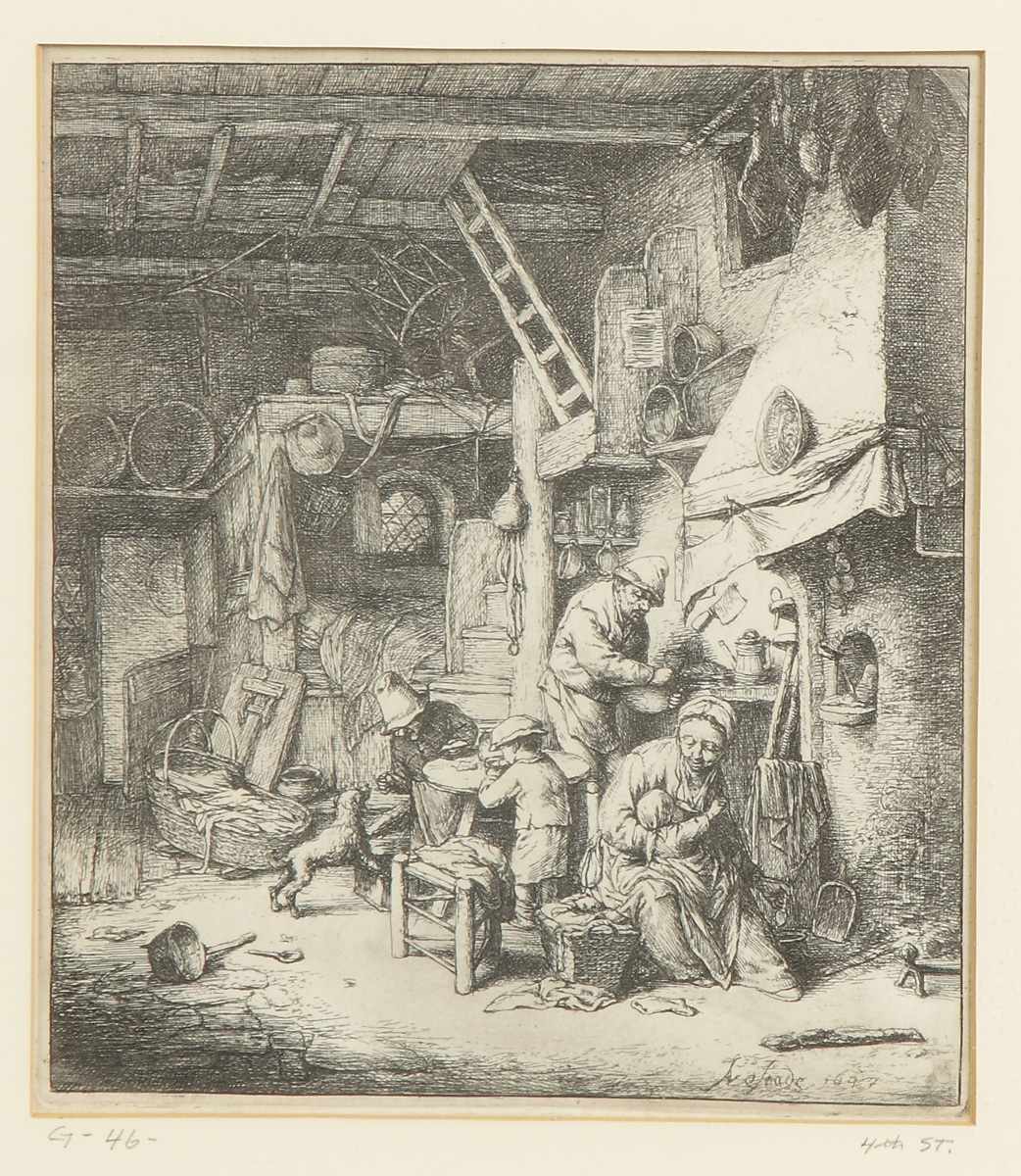 Appraisal: After Adrian van Ostade Dutch - ''The Family'' Etching Sgn