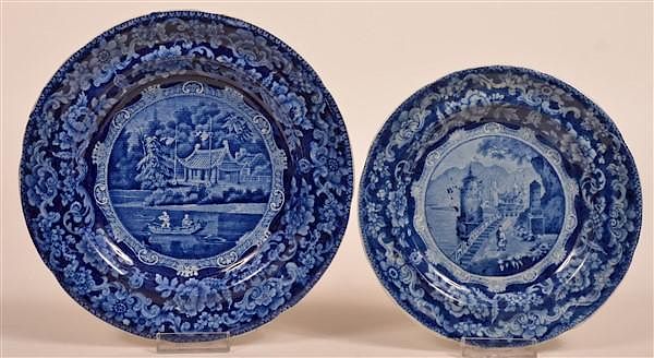 Appraisal: Two Staffordshire Blue Transfer China Plates Two Staffordshire Blue Transfer