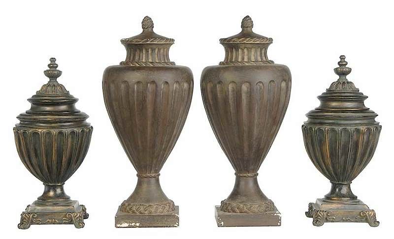 Appraisal: Two Pairs Neoclassical Style Urns th st century each painted