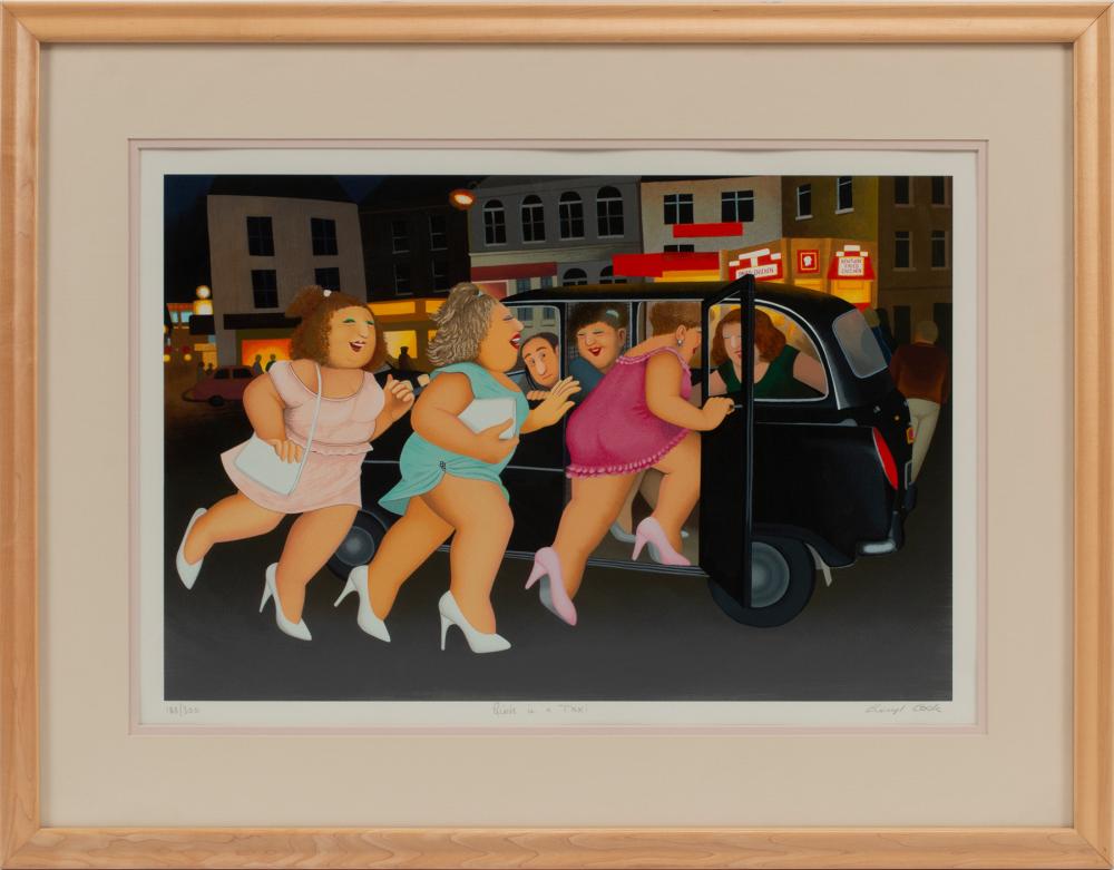 Appraisal: Beryl Cook British - Girls in a Taxi screen print