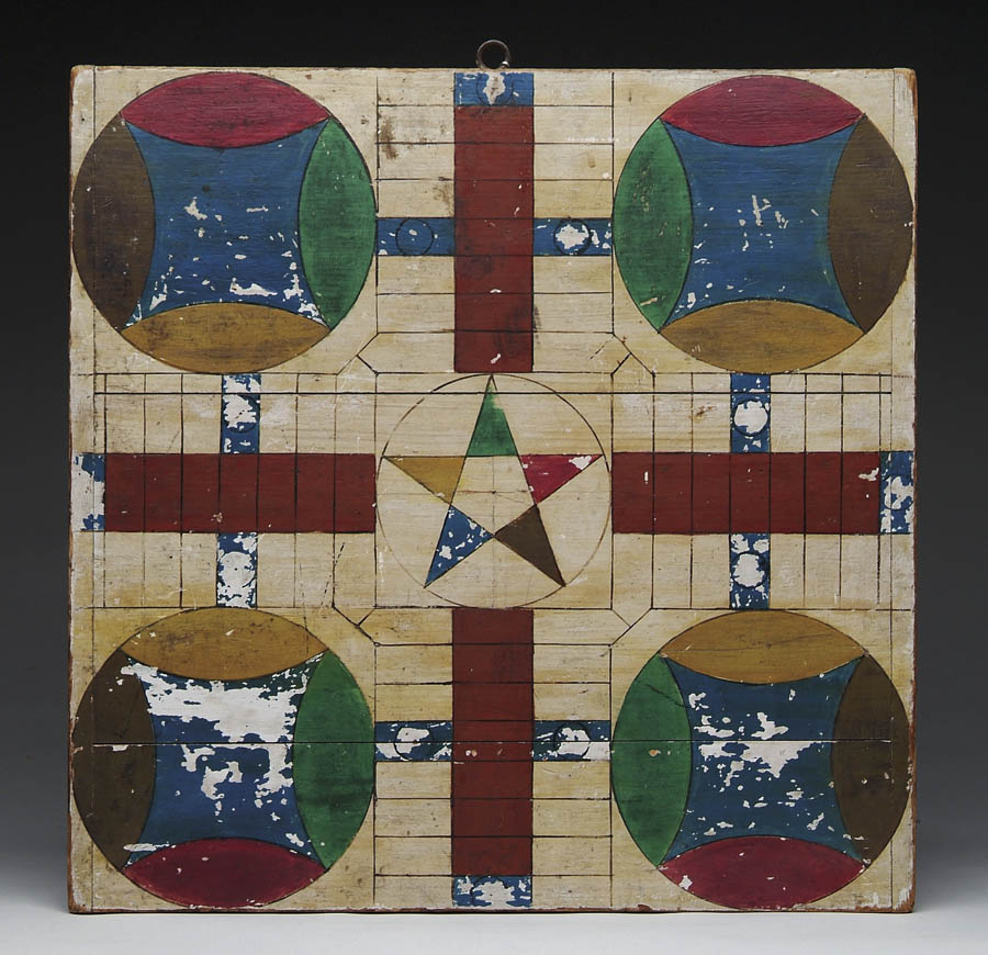 Appraisal: PAINTED GAME BOARD Square board has a Parcheesi side and