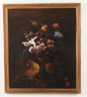 Appraisal: OIL ON CANVAS EUROPEAN SCHOOL STILLIFE PAINTING OIL ON CANVAS