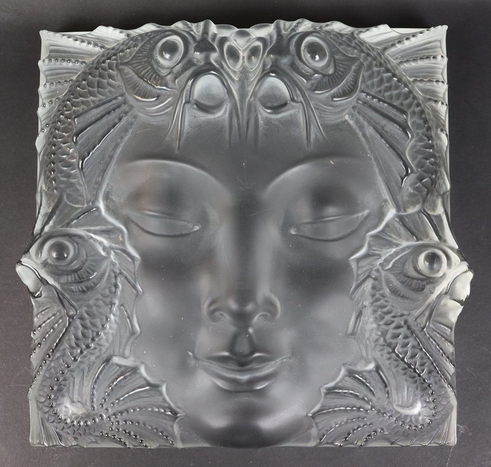 Appraisal: Lalique Frosted Glass Masque de Femme Plaque Lalique Frosted Glass