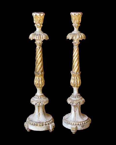 Appraisal: A pair of Portuguese Neoclassical cream painted and parcel gilt