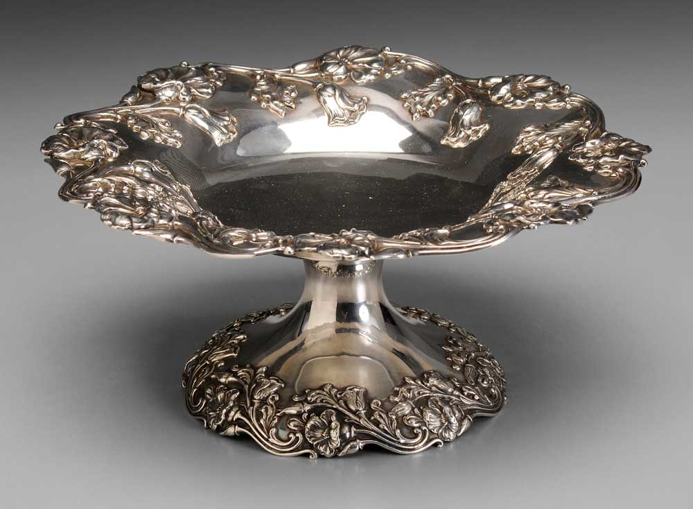 Appraisal: Shreve Sterling Compote American pedestal base poppy border marks for