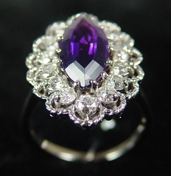 Appraisal: Marquise Amethyst Diamond Ring k white gold ring x x