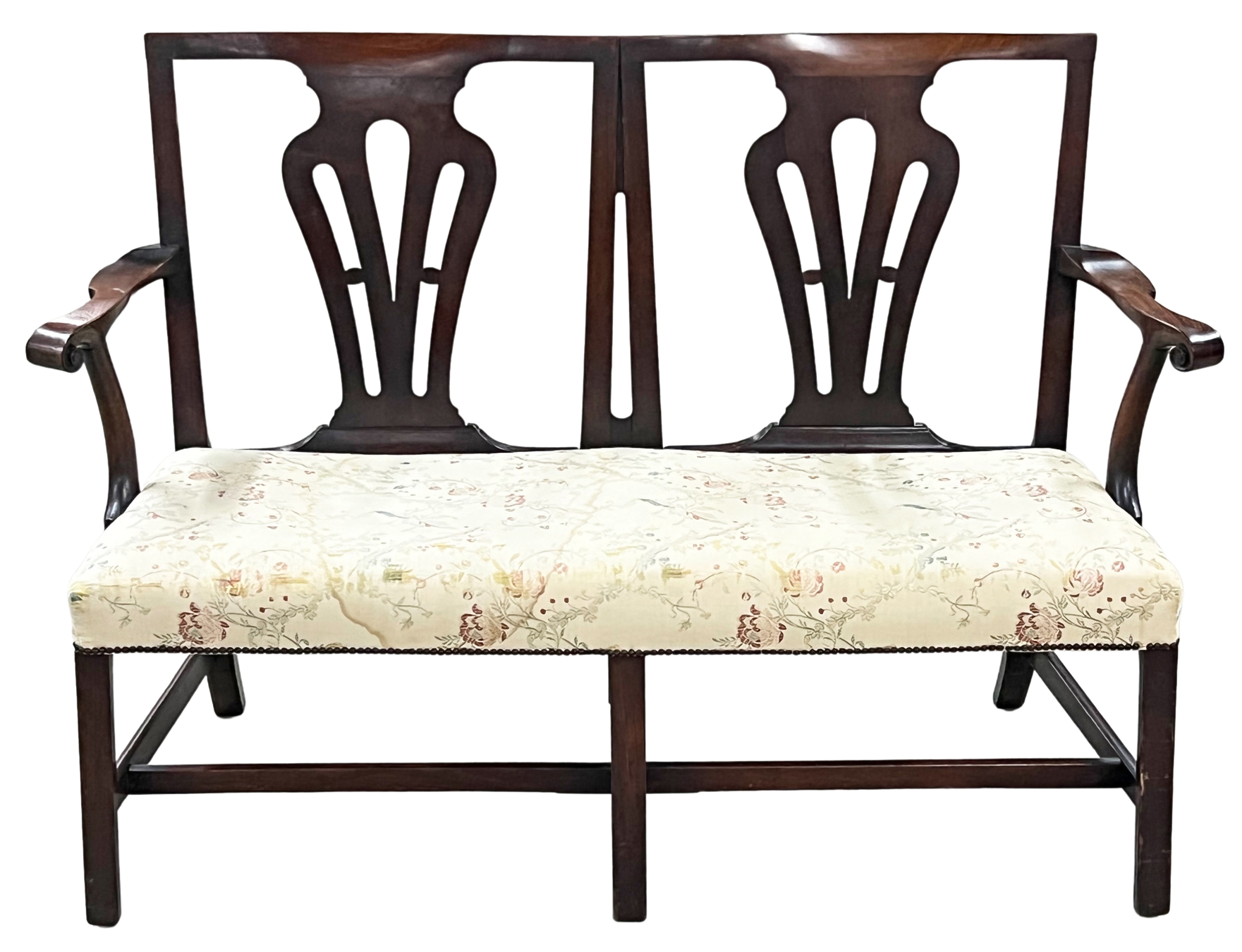 Appraisal: IRISH MAHOGANY DOUBLE BACK SETTEE Irish mahogany double back settee