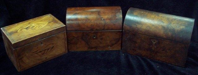 Appraisal: A th Century mahogany and inlaid tea caddy the rectangular