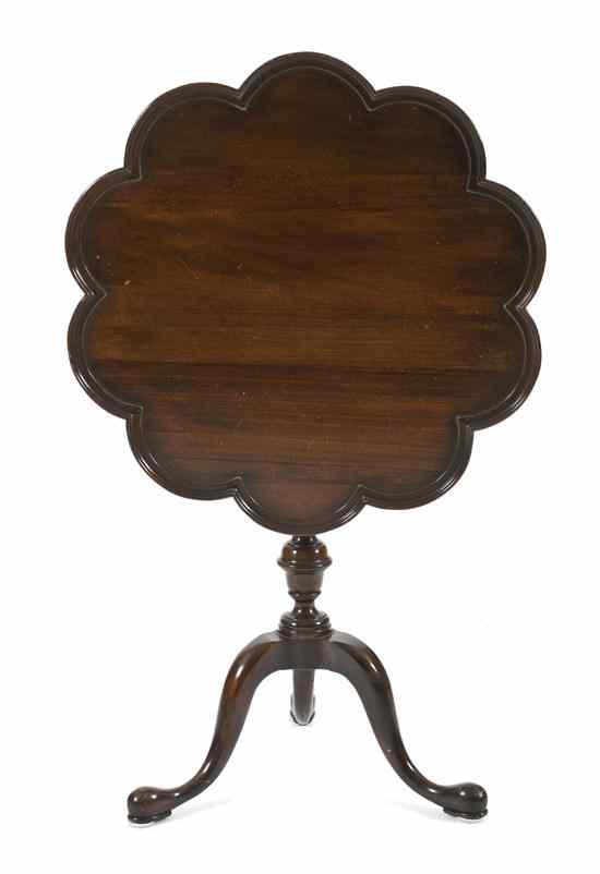 Appraisal: An American Mahogany Tilt-Top Tea Table having a scalloped circular