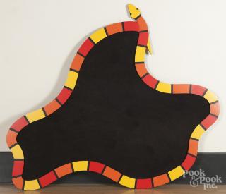 Appraisal: Large corkboard with a painted snake frame by Steve and