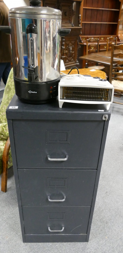 Appraisal: Metal draw office filing cabinet with a floor heater and