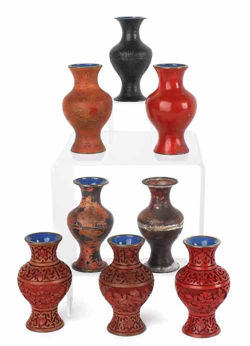 Appraisal: Cased set of Chinese lacquer vases displaying the stages of