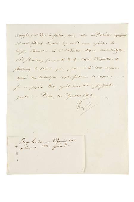 Appraisal: Napoleon I Letter signed N page to Paris February to