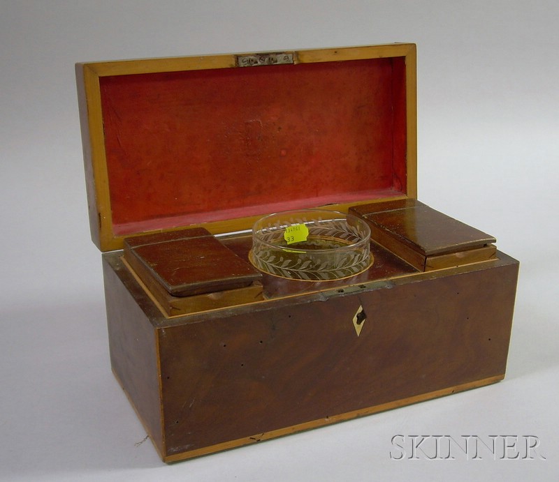 Appraisal: Georgian Inlaid Mahogany Veneer Tea Caddy the fitted interior with