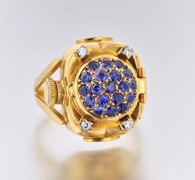 Appraisal: An k Vintage Sapphire Watch Ring Signed Bucherer k yellow