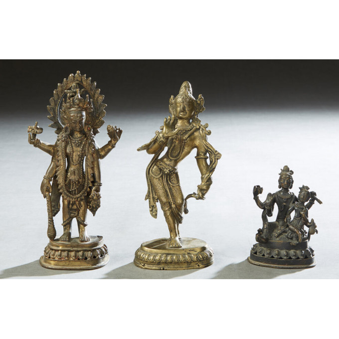 Appraisal: Three Oriental Bronze Shiva Figures early th c consisting of