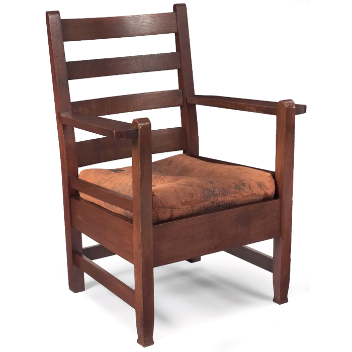 Appraisal: Early Stickley Brothers armchair rare form with four horizontal slats